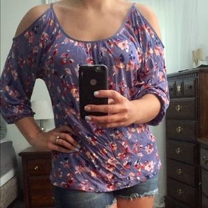 floral cold shoulder top